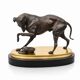 Bronze hunting dog and its prey – black marble base brass – s