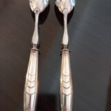 Pair of salad servers. silver plated. art deco