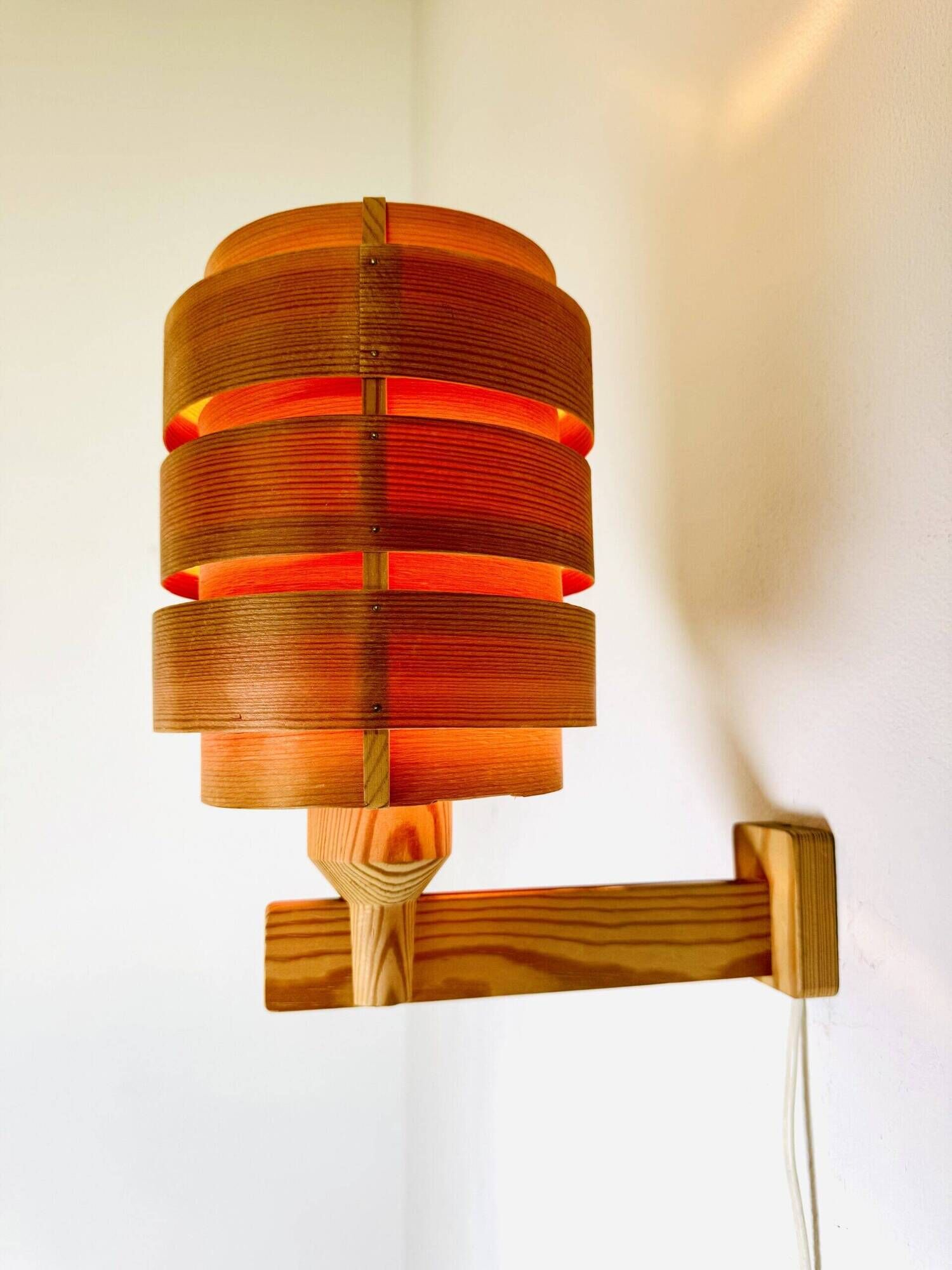 Mounted Pine Veneer Wall Lamp By Hans-Agne Jakobsson For Markaryd, Sweden 1960S