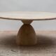 Table basse ronde en travertin par Peter Draenert, années 1970