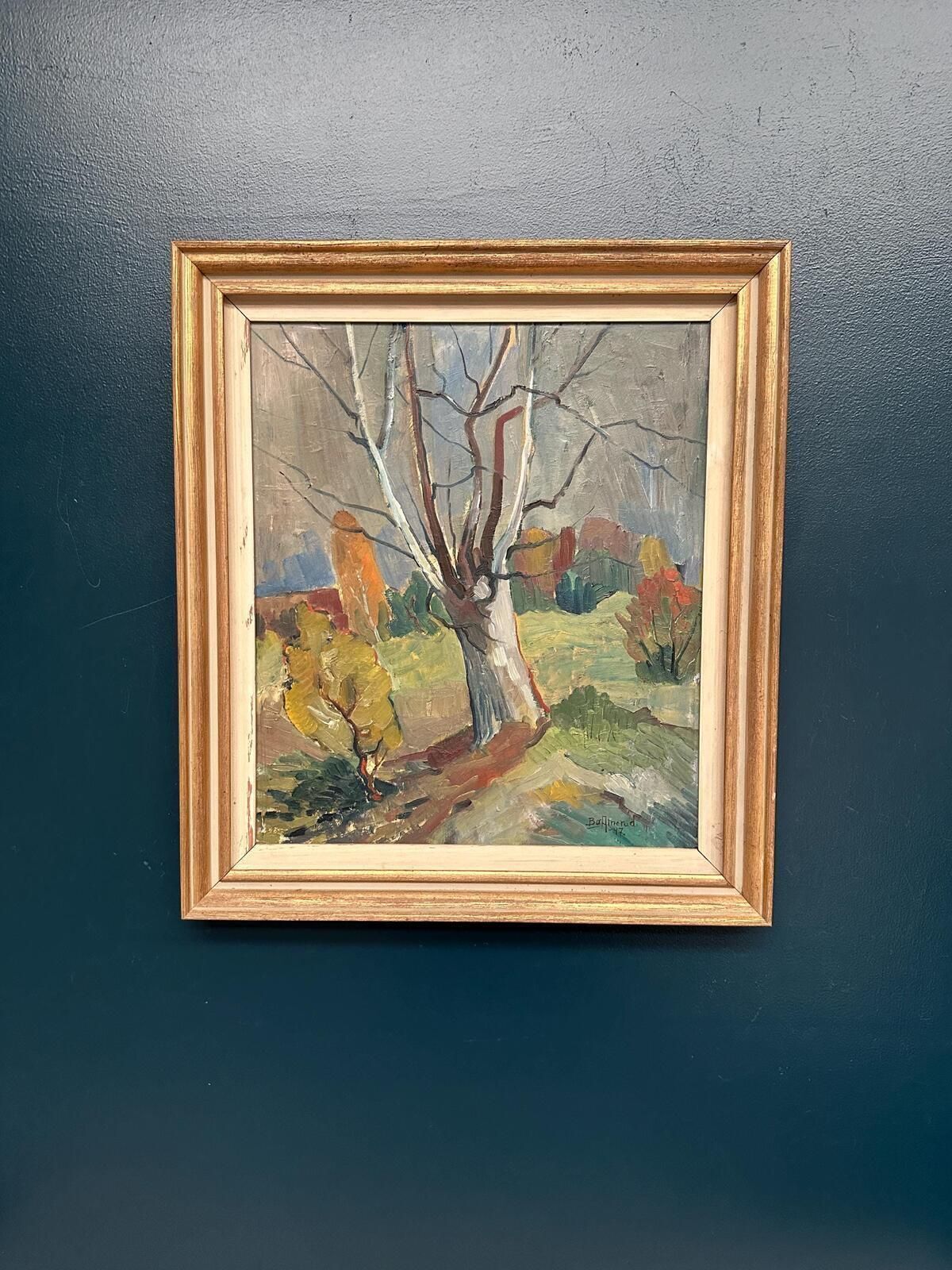 Original Swedish Oil on Panel – “Tree” by Bo Alnerud – Dated 1947 – Vintage