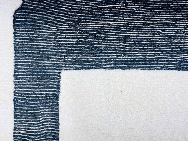 Handmade white and black Berber rug