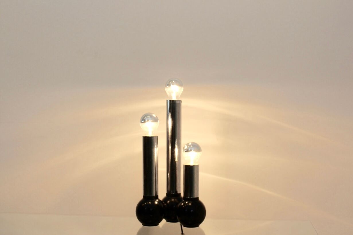 Minimalistic Chrome Targetti Sankey Table light, Italy 1970s