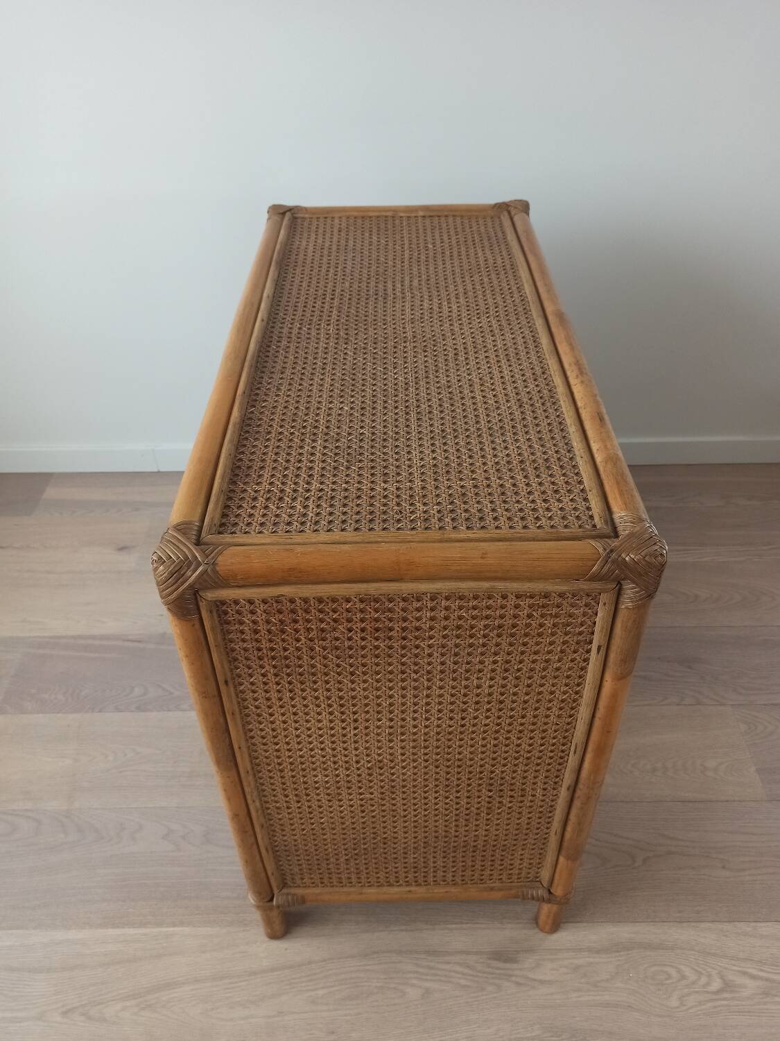 Bamboo and rattan chest of drawers, 70's