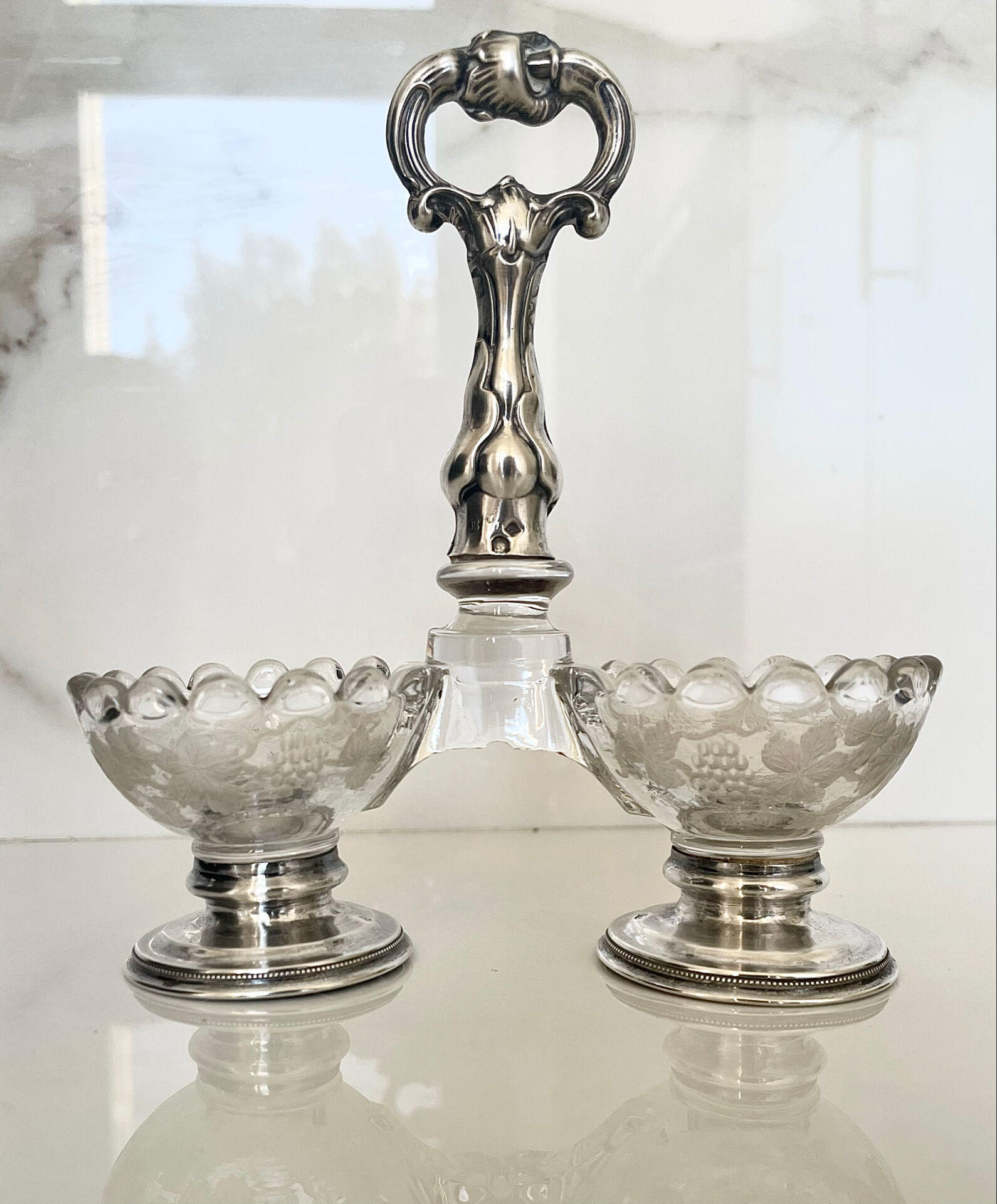 Saleron double argent massif, XIXe siècle, Napoléon III