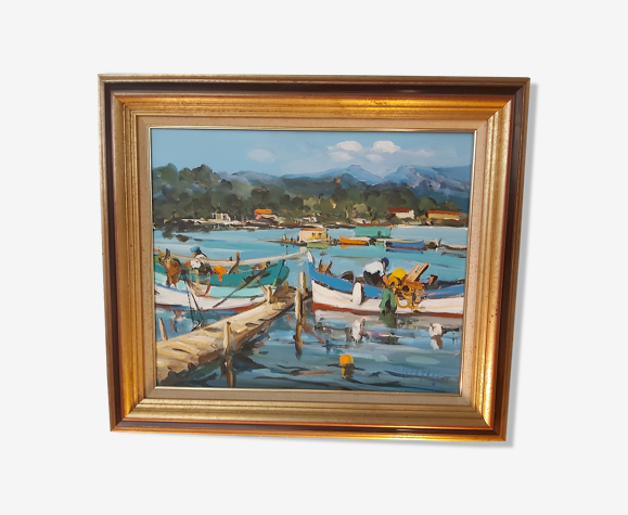 Oil on marine canvas signed Guy Prod'homme