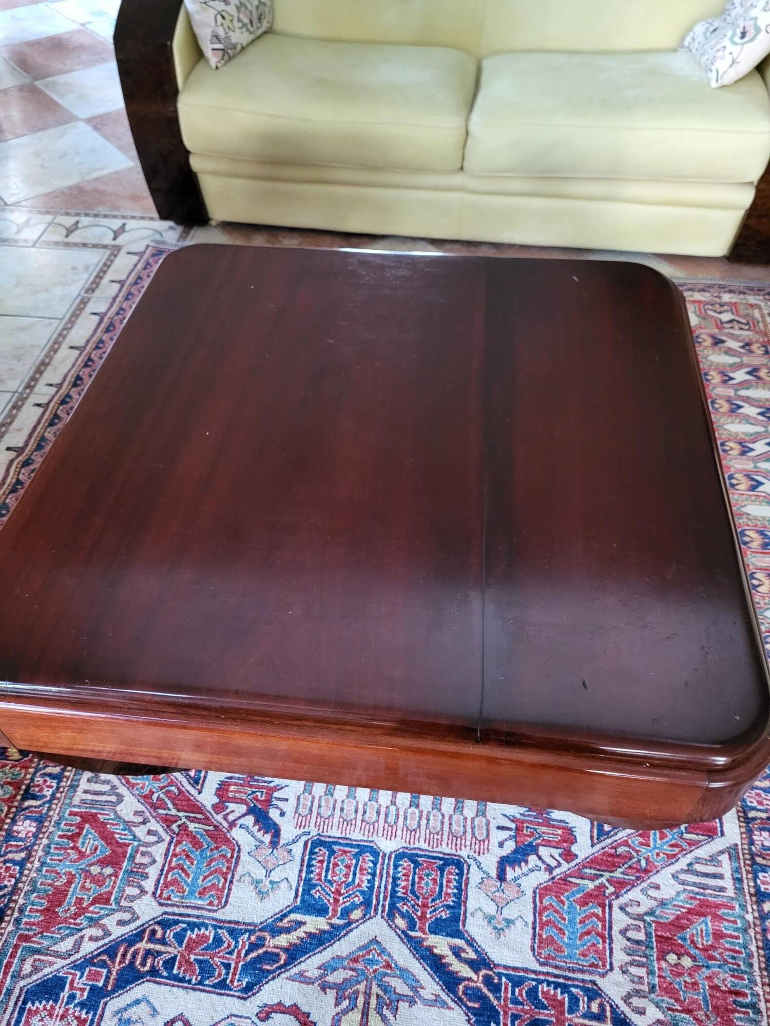 Square rosewood pedestal table - living room table