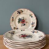 Series of 7 Sarreguemines earthenware dessert plates, Agreste model
