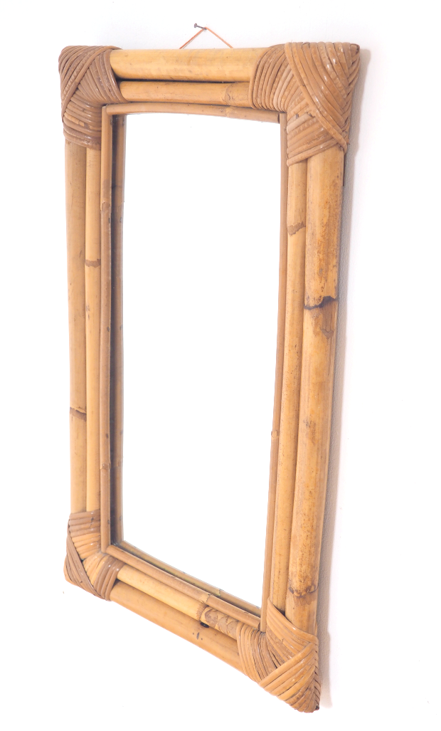 Rectangular rattan mirror