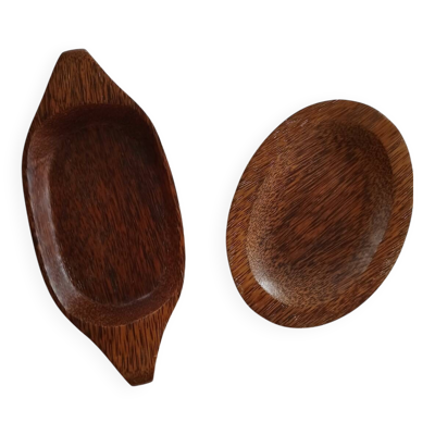 2 plats en bois de coco