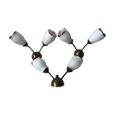 Set of 3 tulip wall lamps brass and opalescent