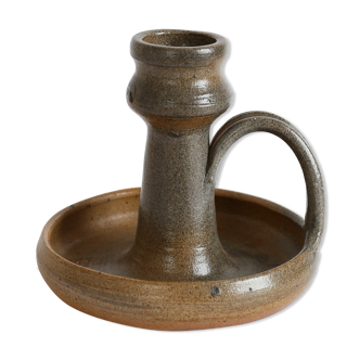 Stoneware candle holder signed