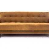 Midcentury modern yellow fabric bouclé sofa, Denmark, 1960s.