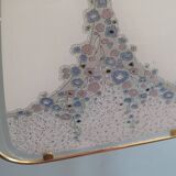 Gold metal pendant lamp and Murano glass panels by Eglo Leuchten Austria 1970