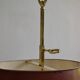 hot water bottle lamp with 2 bronze lights and burgundy sheet metal lampshade