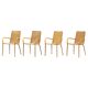 Set of 4 vintage Italian wicker and birch armchairs, mid-century modern, 1950.