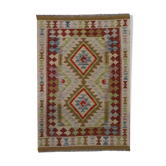 New Handmade Kilim Rug Oriental Green Beige Area Rug- 80x119cm