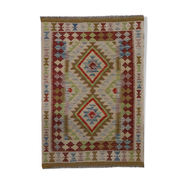 New Handmade Kilim Rug Oriental Green Beige Area Rug- 80x119cm