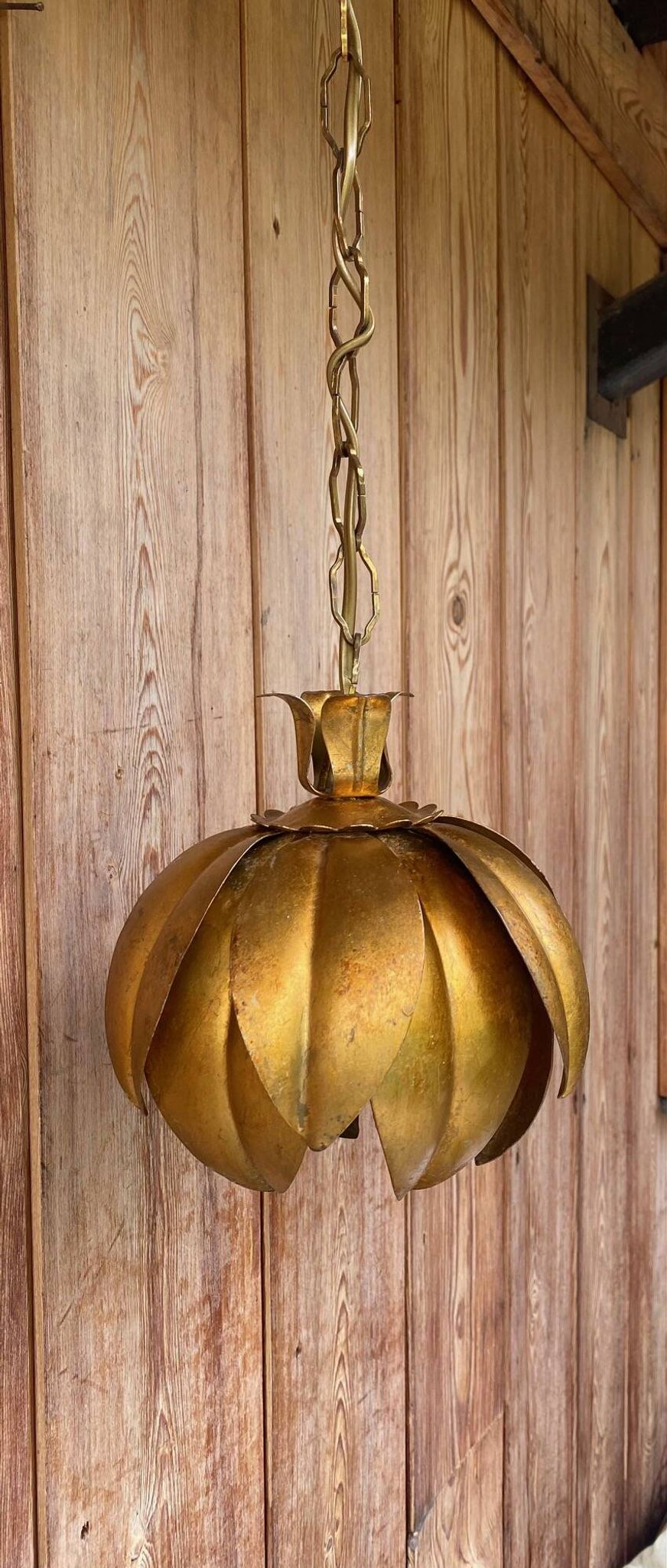 Vintage gold metal flower pendant