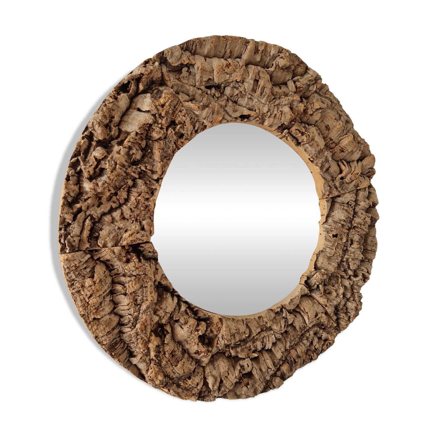 Vintage 70s round cork mirror
