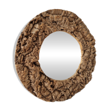 Miroir rond en liège vintage années 70