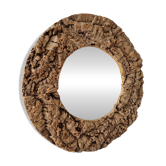 Vintage 70s round cork mirror
