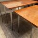 Series of 3 nesting tables from the 70s in wood and chromed metal