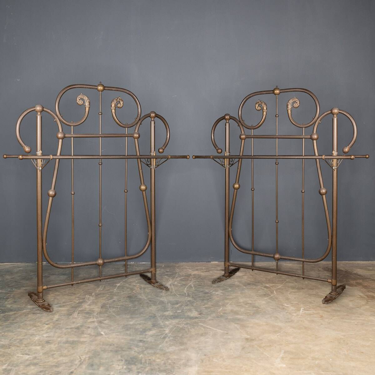 Antique 19thc victorian pair of brass coat stands c.1890