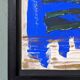 Mid-century modern "abstract in blue" swedish vintage abstract mixed media painting, framed