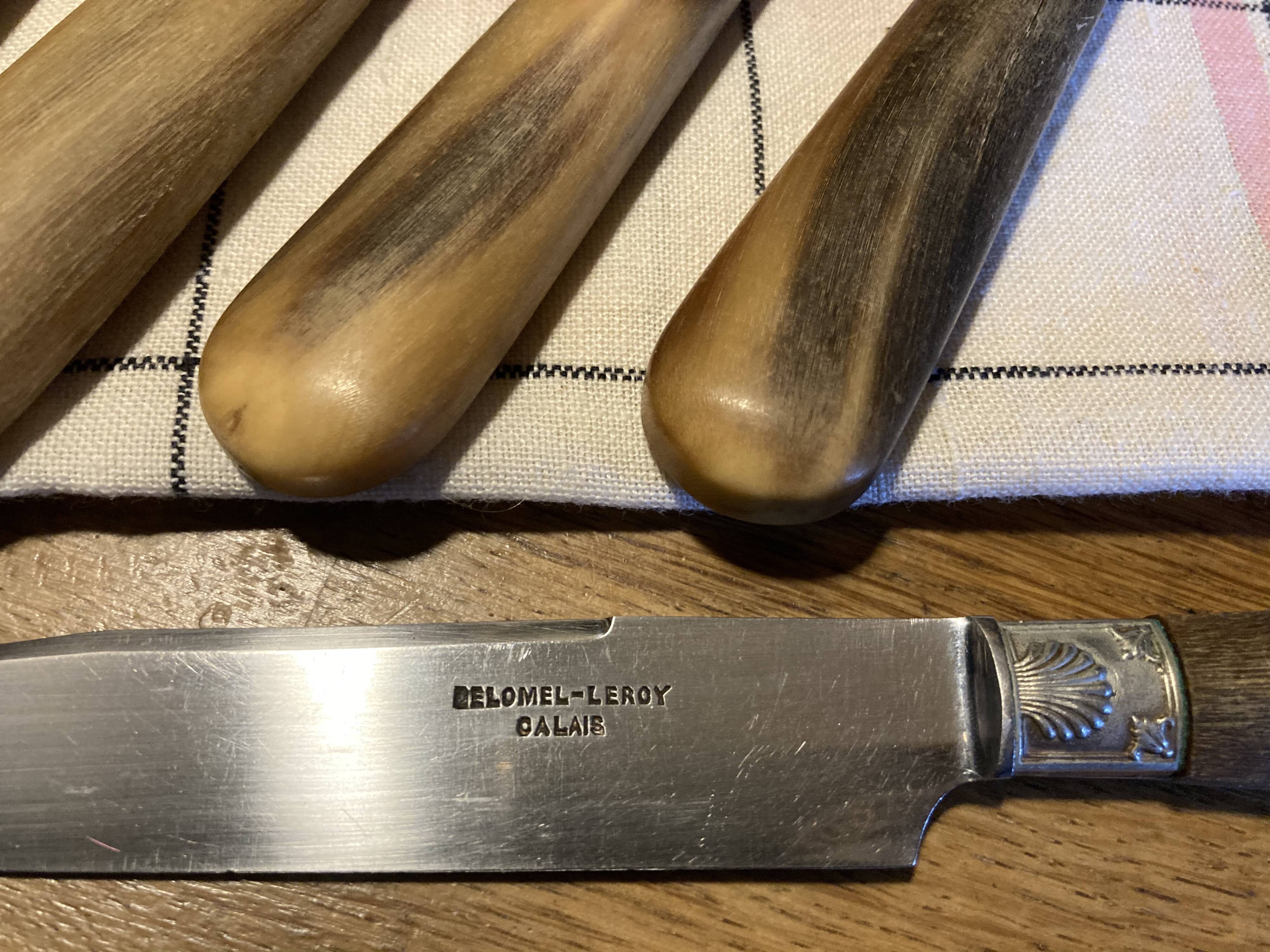 Lot of 6 horn and stainless steel knives