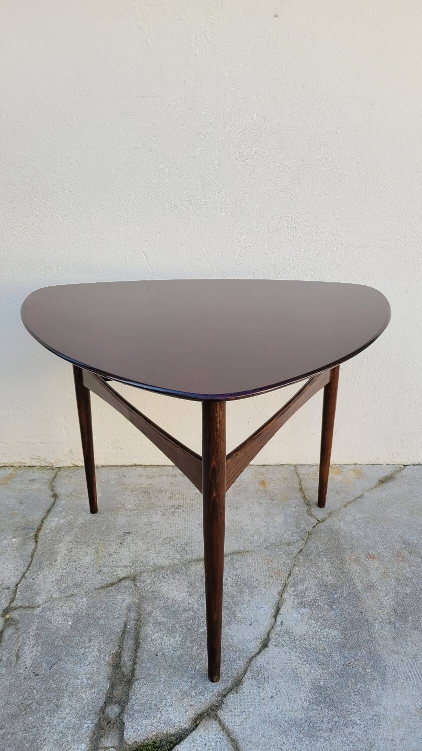1960s Scandinavian tripod coffee table in teak