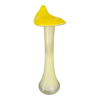 Vase soliflore verre jaune forme arum