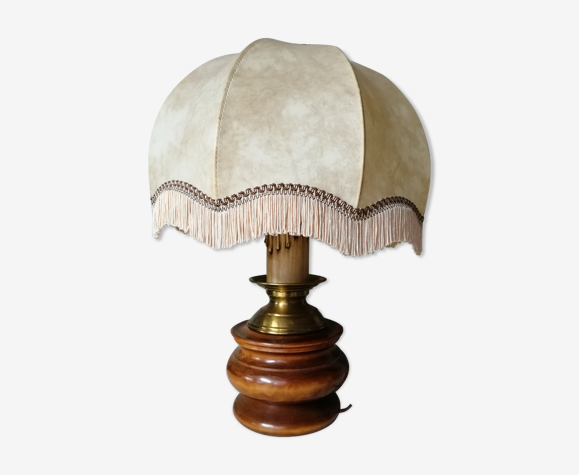 Lampe ancienne en bois et laiton | Selency