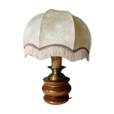 Ancient wooden and brass lamp