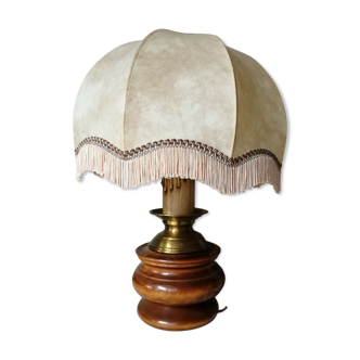 Ancient wooden and brass lamp