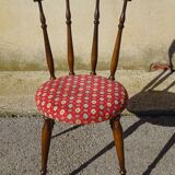 Vintage chairs, wooden, with splayed legs, both.