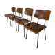 Set of 4 teak and steel dining chairs by Tjerk Reijenga for Pilastro 1950s