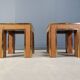 Paire de tables d'appoint en laiton et bois de ronce, années 1980