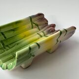 Ancien plat à asperges en barbotine