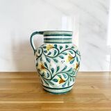 Enameled terracotta flower pitcher