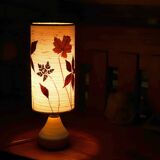 White ceramic lamp, herbarium-style lampshade, 1960s.