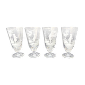 Set de 4 verres sur pied Mary Gregory