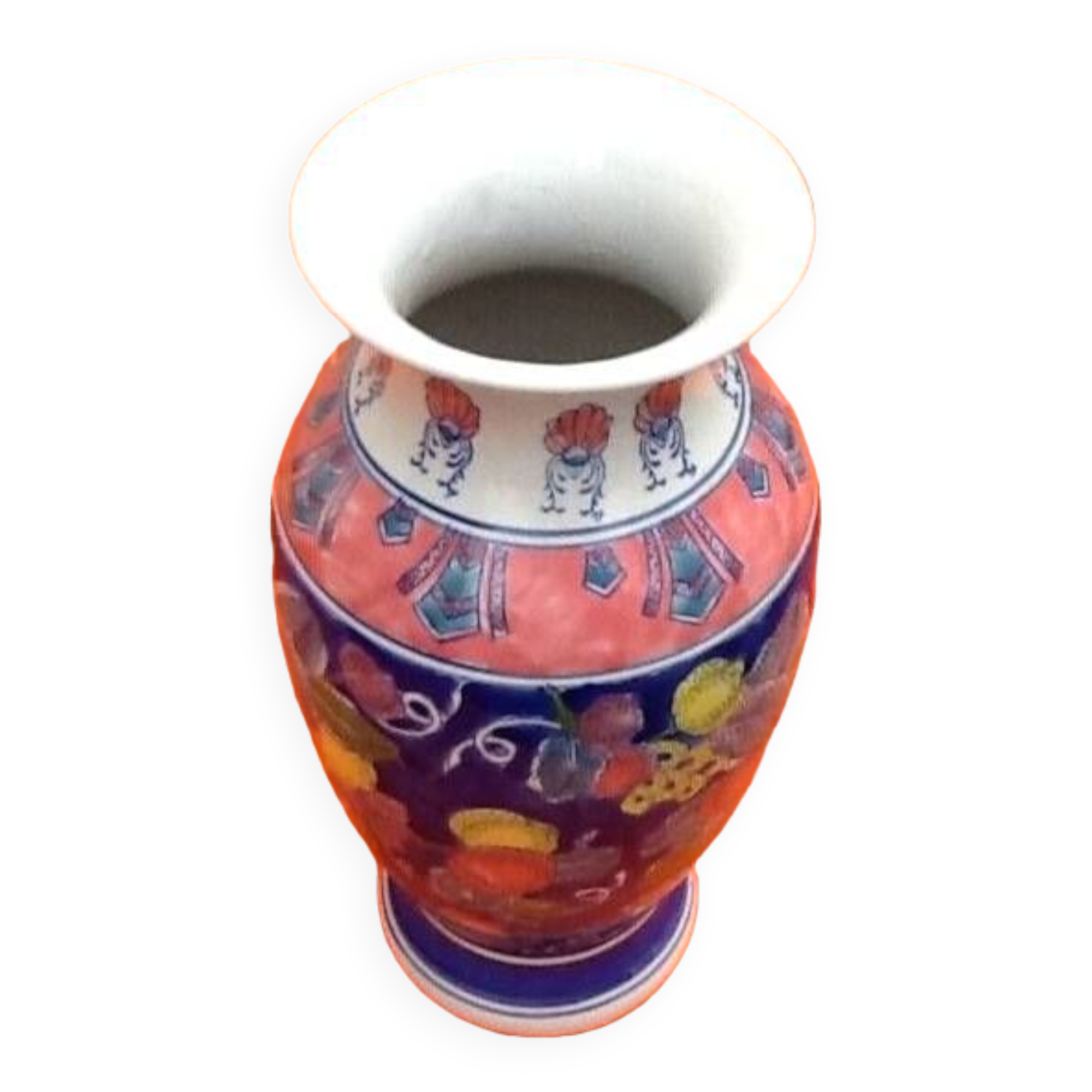 Baluster vase Polychrome ceramic Floral decoration