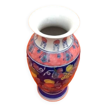 Baluster vase Polychrome ceramic Floral decoration