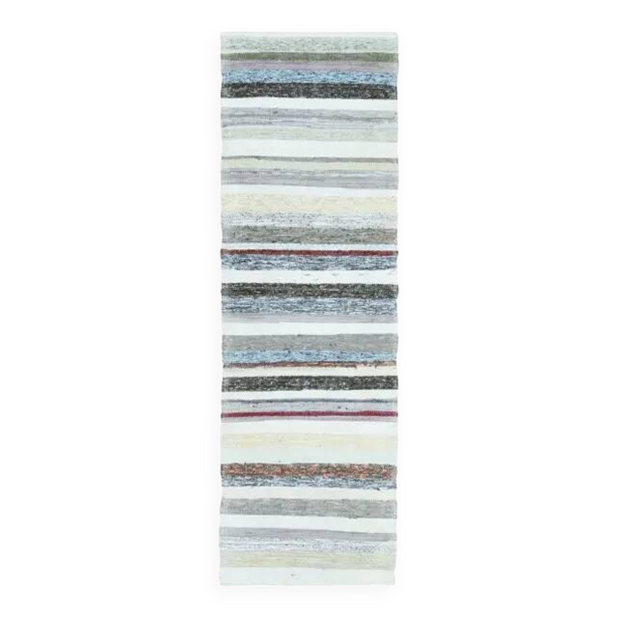 Vintage Turkish Hand-Knotted Wool Cotton White Kilim Runner Rug 60x196