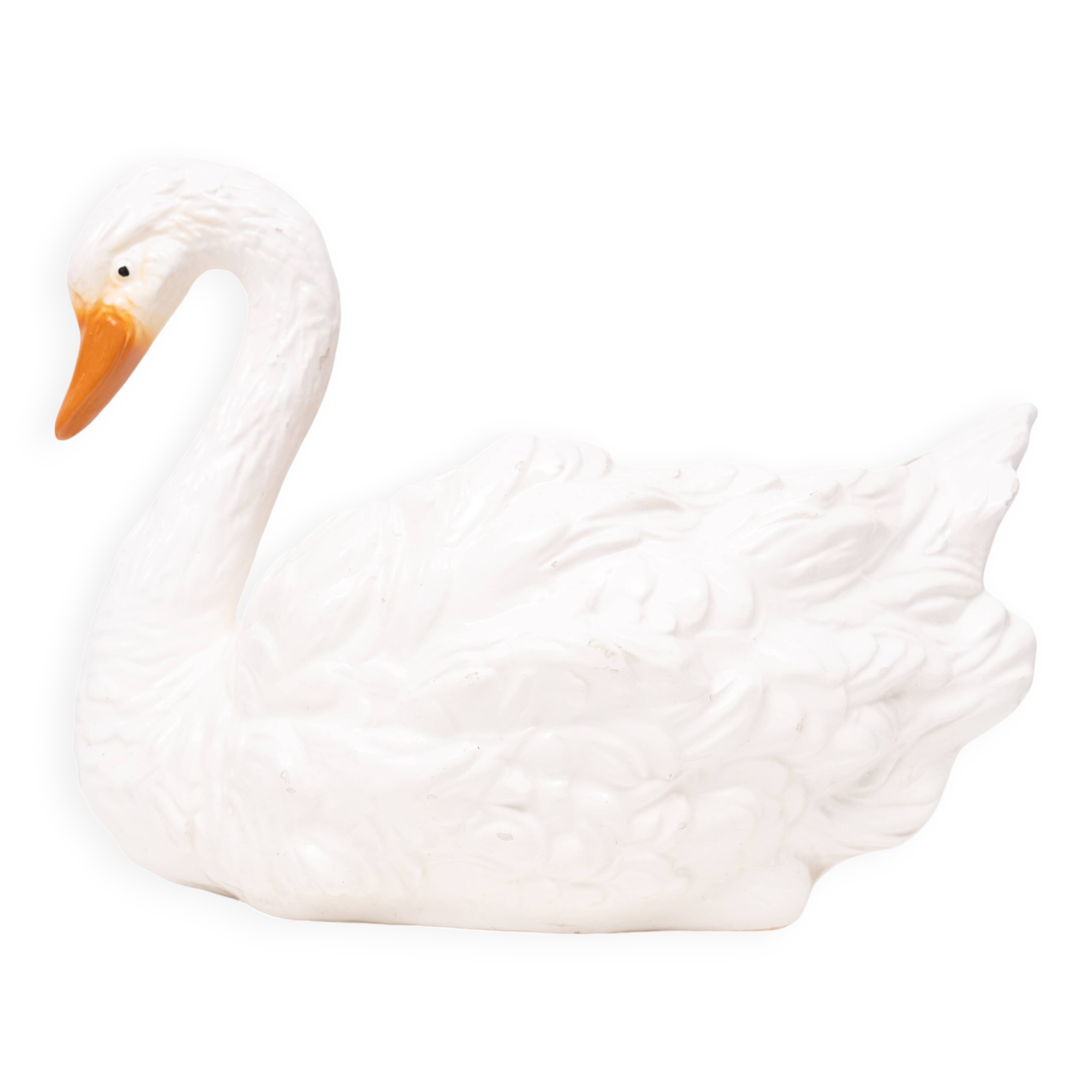 Antique Capodimonte Ceramic Swan jardiniere 1880