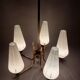 Chandelier in gilded brass and opaline with 5 lights 1960 Vintage.