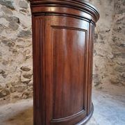 Antique demi-lune cabinet in walnut, late 18th century, French château.