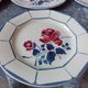 Series of 6 plates flat decor of roses, model malmaison, digoin sarreguemines