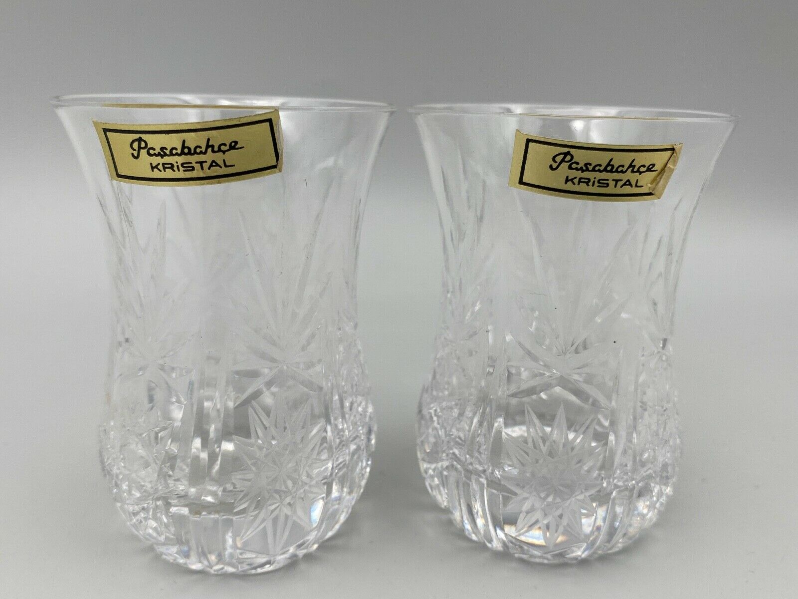 6 GLASSES A THE TURKISH CRISTAL PASBACHE UNDER CUP SPOONFULS JUMBO STAINLESS STEEL 18/8